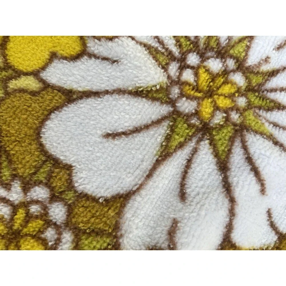 VTG 70s Floral Bath Towel Set Cannon Fieldcrest Dundee  USA Cotton Fringe MCM